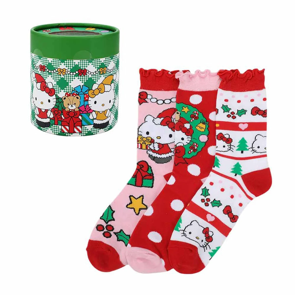 Sanrio Hello Kitty Christmas Box Crew Sock 3-Pack 1 185-sanrio-hello-kitty-christmas-box-crew-sock-3-pack-1.webp