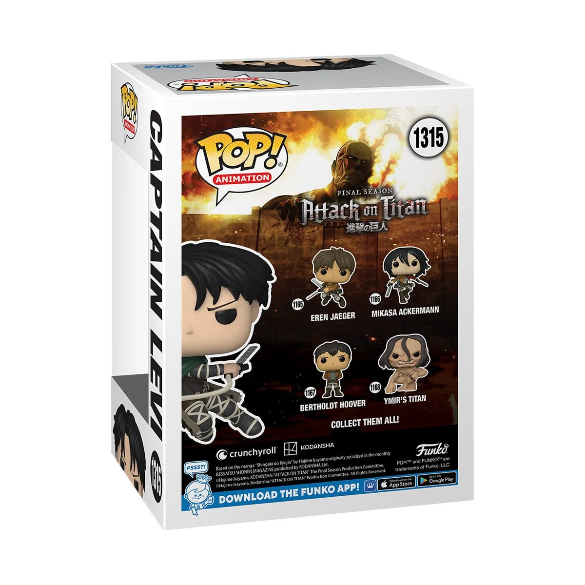 Attack on Titan Captain Levi Ackerman Funko Pop! Vinyl Figure #1315 - AAA Anime Exclusive