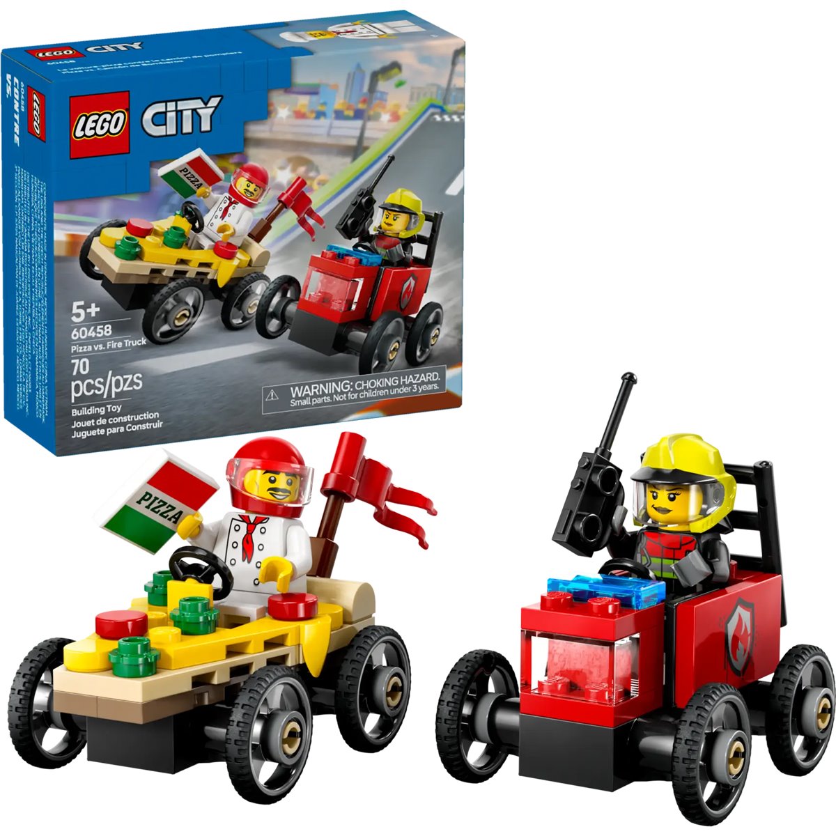 LEGO City 60458 Pizza vs. Fire Truck Race Car Pack