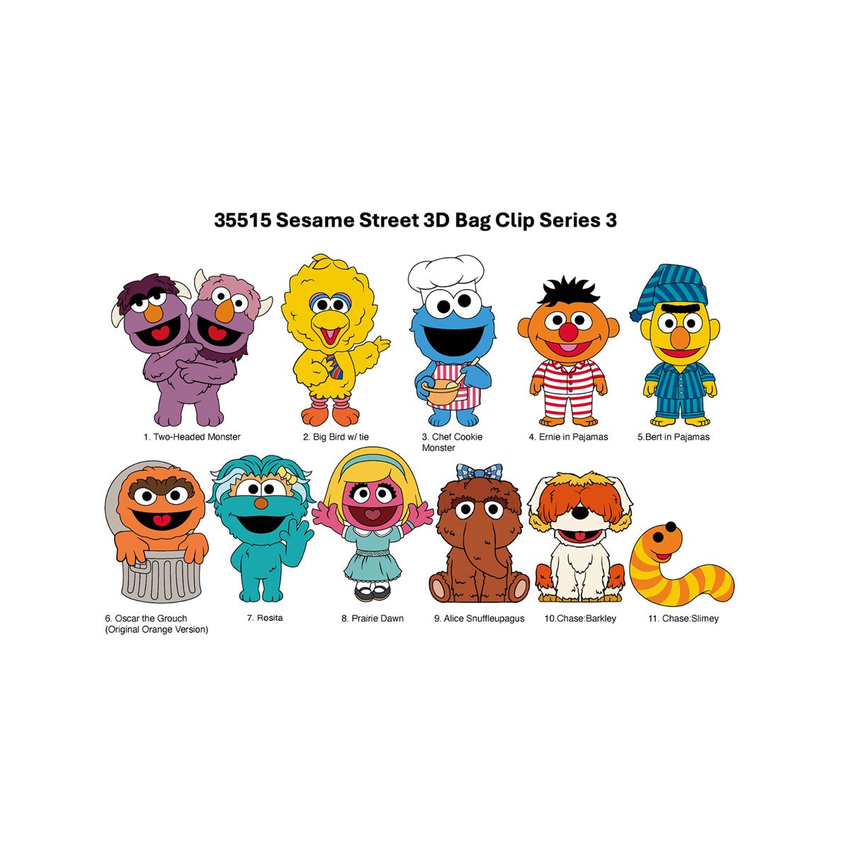 Sesame Street Series 3 3D Foam Bag Clip Display Case of 24