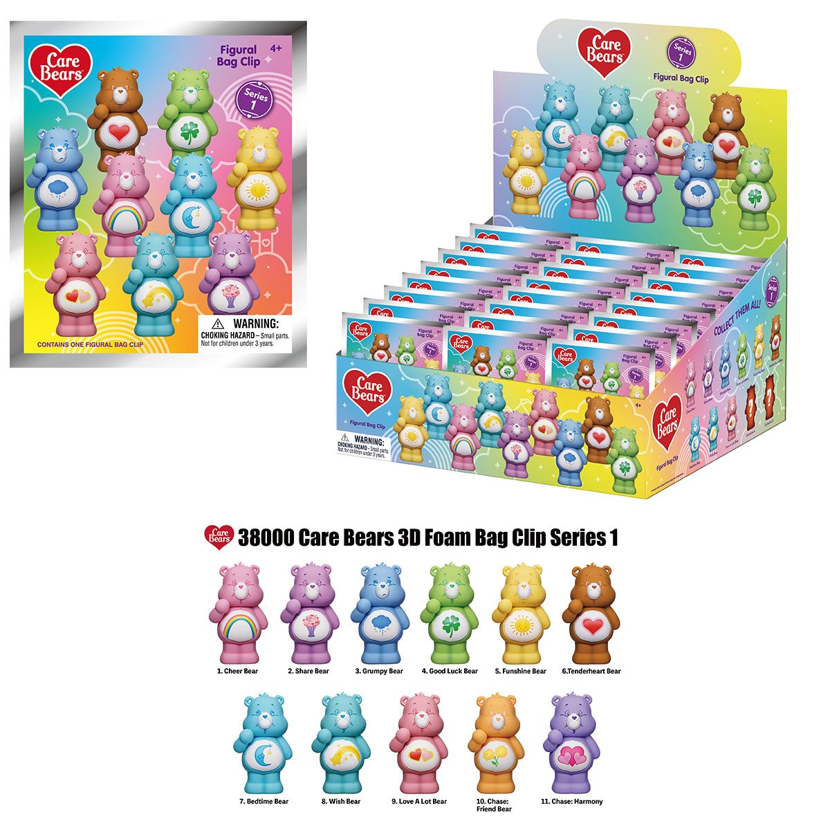 Care Bears 3D Foam Bag Clip Random 6-Pack